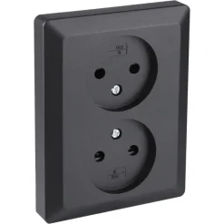 Q-Link Inbouw Dubbel Stopcontact Zwart