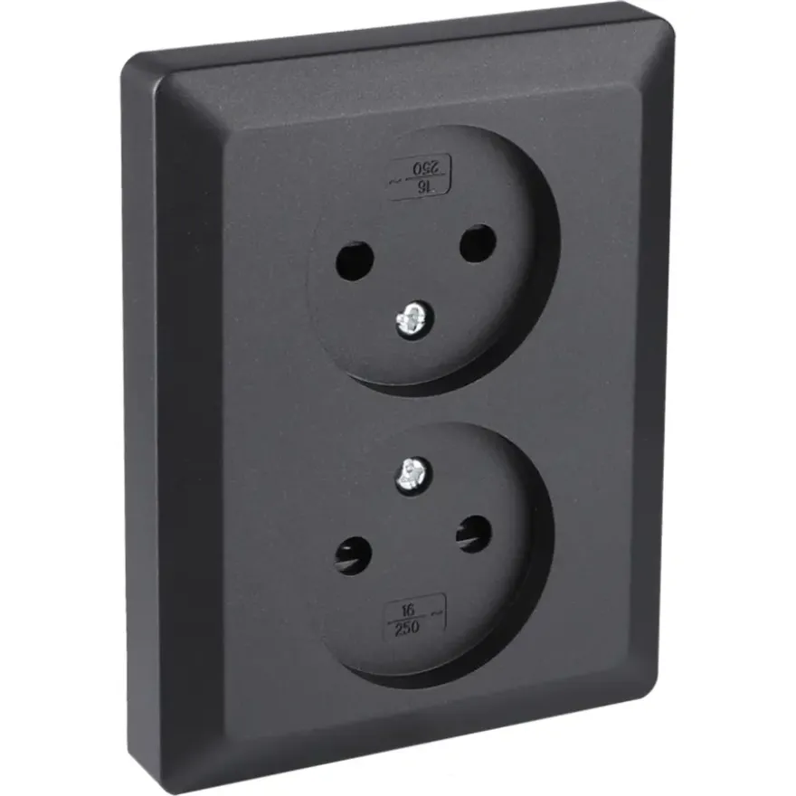 Q-Link Inbouw Dubbel Stopcontact Zwart