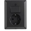 Q-Link Inbouw Enkel Geaard Stopcontact met Schakelaar Zwart