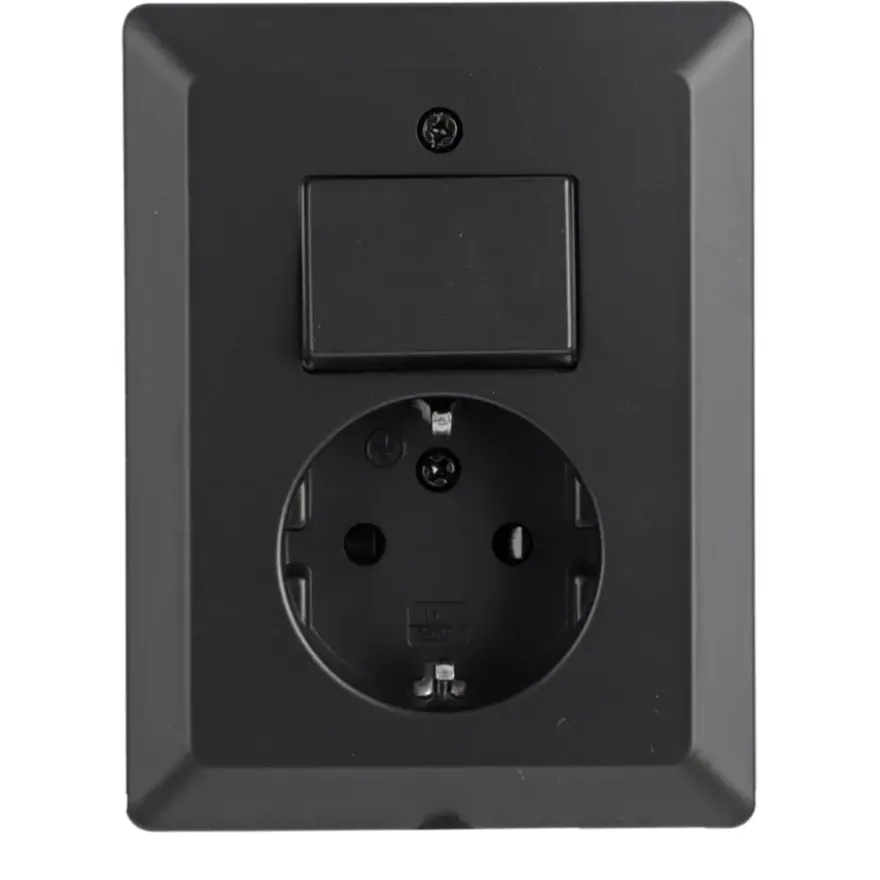 Q-Link Inbouw Enkel Geaard Stopcontact met Schakelaar Zwart