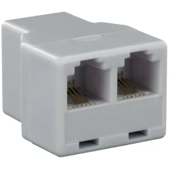 Q-Link telefoon split module RJ11 4 polig 1 female/2female wit