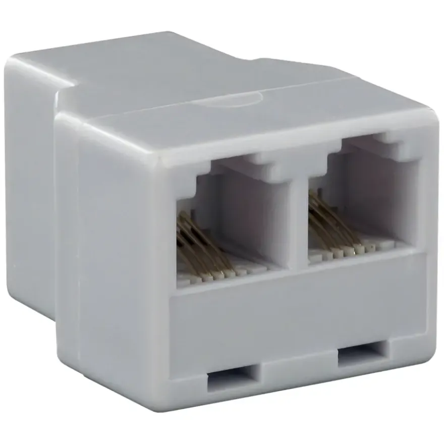 Q-Link telefoon split module RJ11 4 polig 1 female/2female wit