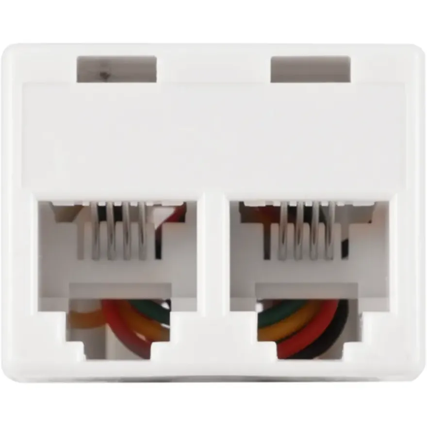 Q-Link telefoon split module RJ11 4 polig 1 female/2female wit