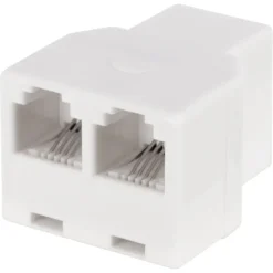 Q-Link telefoon split module RJ11 4 polig 1 female/2female wit