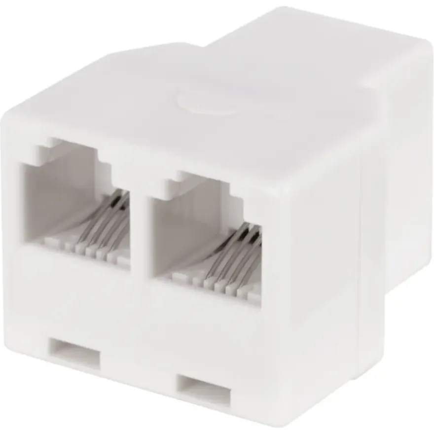 Q-Link telefoon split module RJ11 4 polig 1 female/2female wit