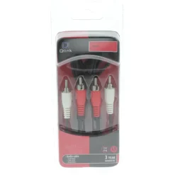 Q-Link tulp kabel 2RCA/2RCA male-male 1.5 meter rood/wit