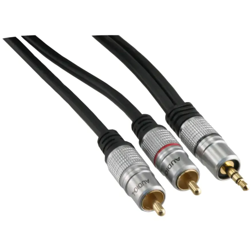 Q-Link tulp/stereo kabel 2RCA/ST 3.5 mm 2 meter zwart