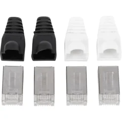 Q-Link UTP connector 4x/kap RJ45 2x zwart wit 8 stuks