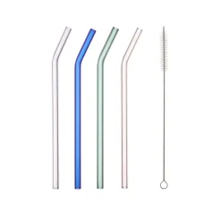 Rietjes glas set van 4 met schoonmaakborstel