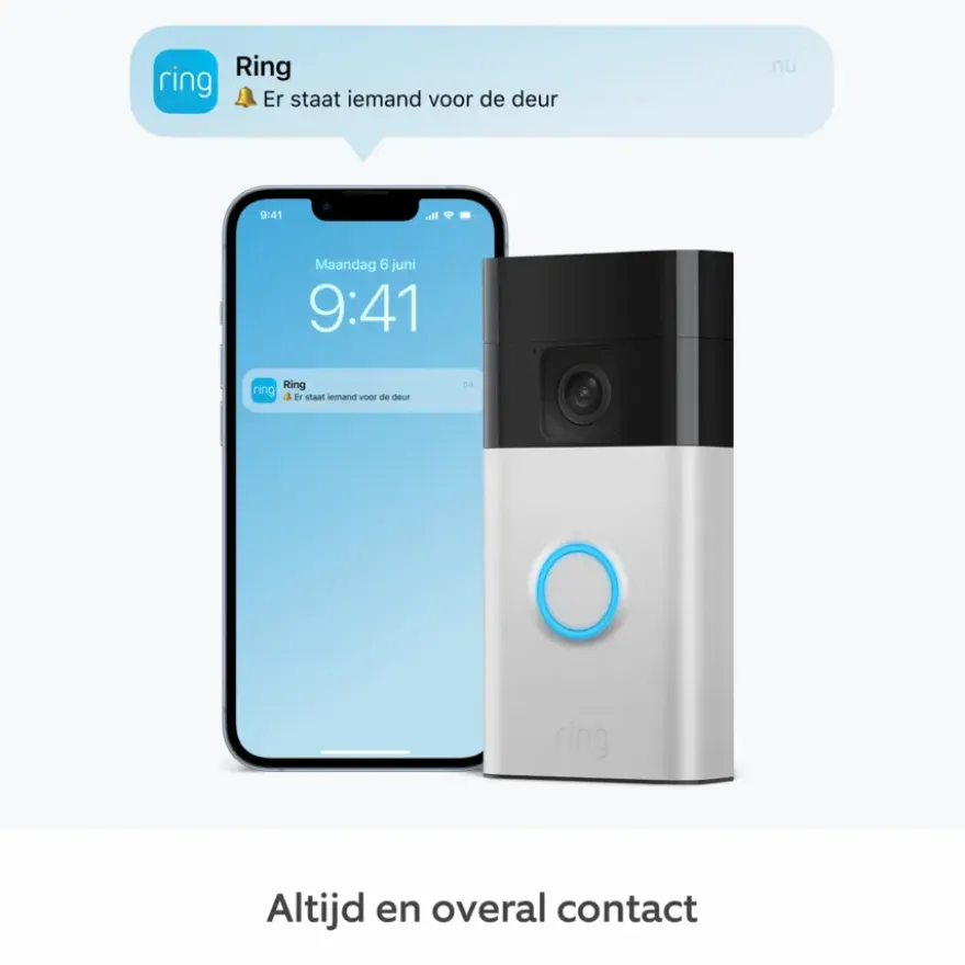 Ring Video Deurbel Satijn Nikkel met Chime Bundel