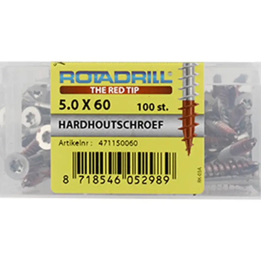 Rotadrill hardhoutschroef platkop T25 RVS 5x60 mm 100 stuks