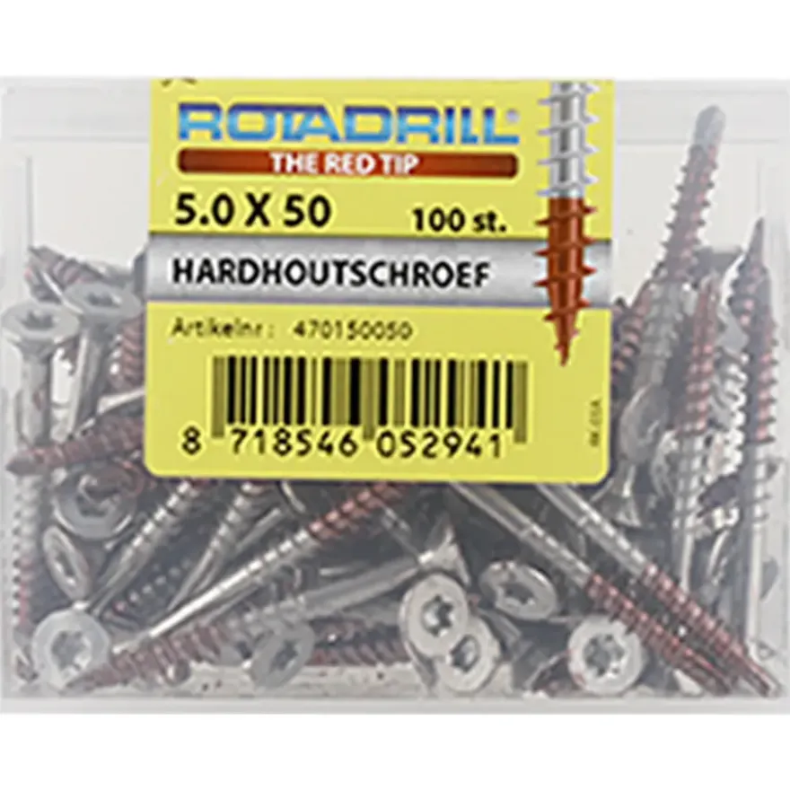 ROTADRILL hardhoutschroef rvs 5,0x50 mm (100 stuks)