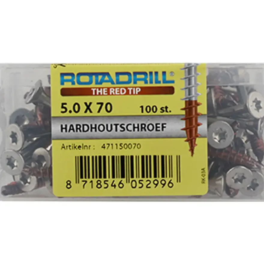 ROTADRILL hardhoutschroef rvs 5,0x70 mm (100 stuks)