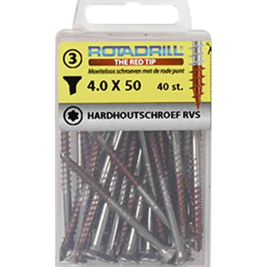 ROTADRILL hardhoutschroef rvs 4,0x50 mm (42 stuks)