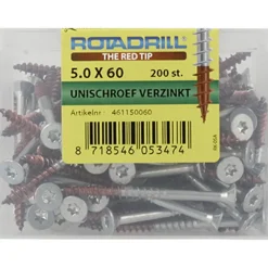 Rotadrill schroef universeel platkop T25 verzinkt 5x60 mm 200 stuks
