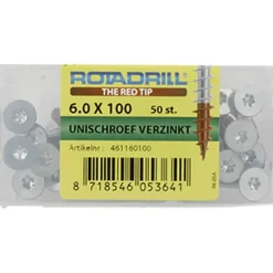 Rotadrill schroef universeel platkop T25 verzinkt 6x100 mm 50 stuks