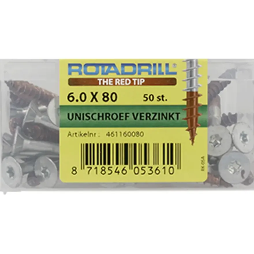Rotadrill schroef universeel platkop T25 verzinkt 6x80 mm 50 stuks