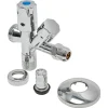 Sanivesk hoekstopkraan dubbele knelfitting met rozet en slangkop 1/2Mx10mmx3/4M chroom