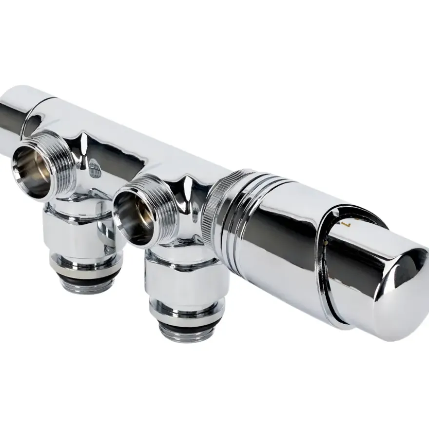 Sanivesk Luxe Radiator Onderblok Set Haaks Chroom