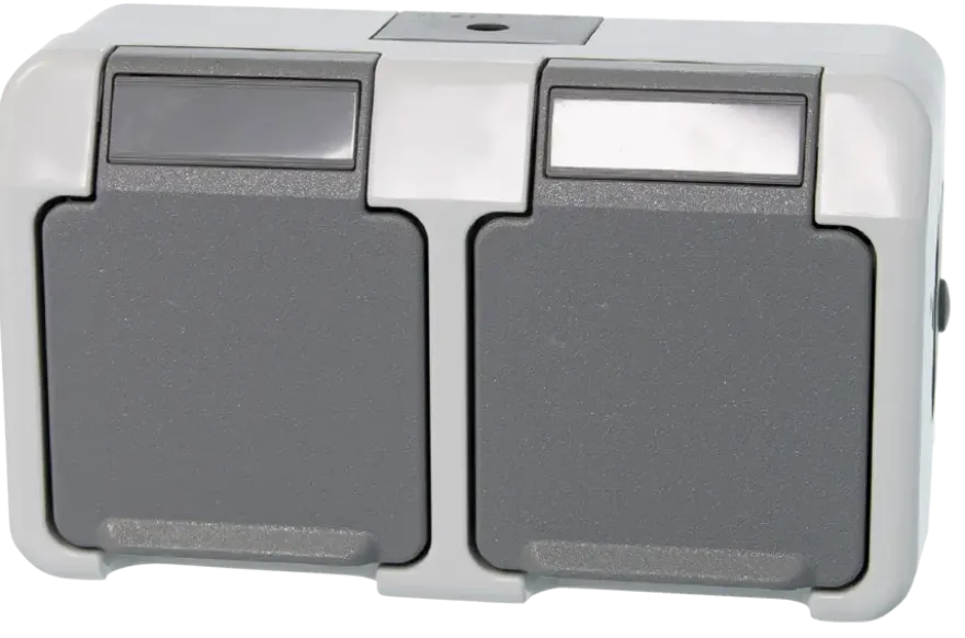 Schneider Electric Aquastar spatwaterdicht geaard stopcontact dubbel horizontaal