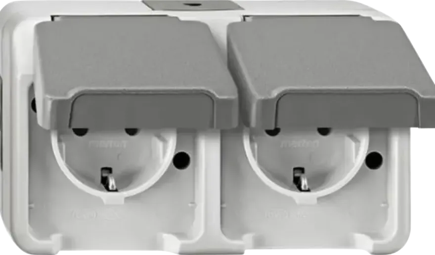 Schneider Electric Aquastar spatwaterdicht geaard stopcontact dubbel horizontaal