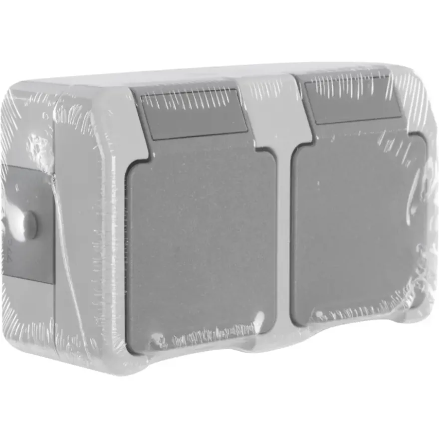 Schneider Electric Aquastar spatwaterdicht geaard stopcontact dubbel horizontaal