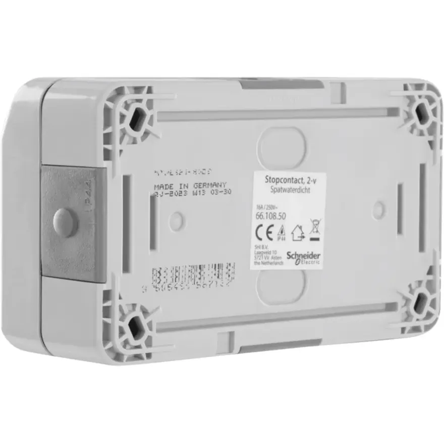 Schneider Electric Aquastar spatwaterdicht geaard stopcontact dubbel horizontaal