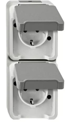 Schneider Electric Aquastar spatwaterdicht Stopcontact Dubbel RA verticaal