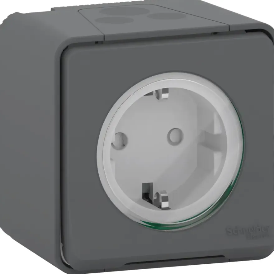 Schneider Electric Mureva Styl wandcontactdoos 1-voudig IP55 antraciet