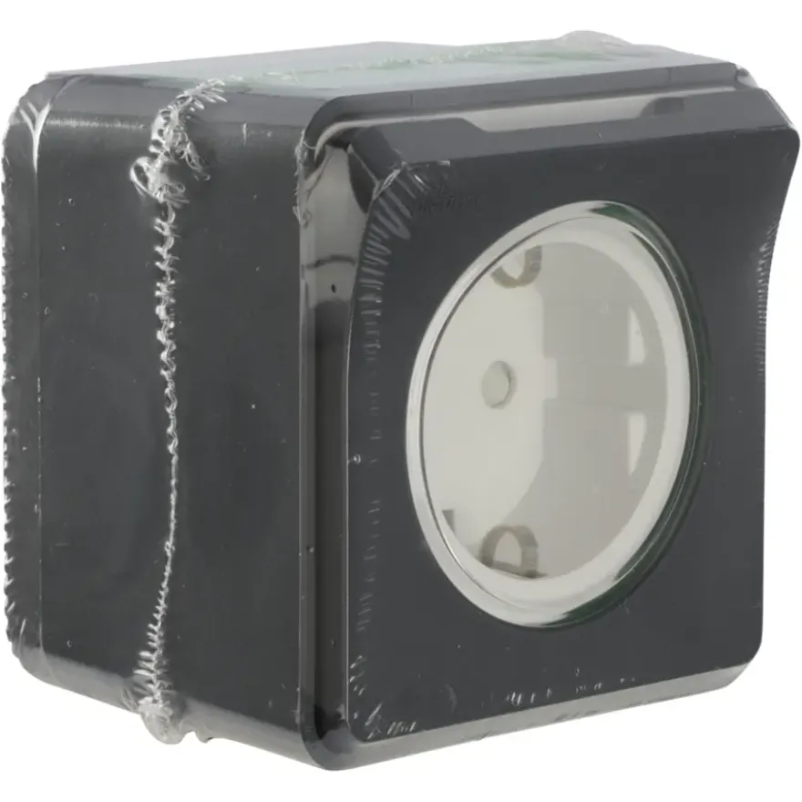 Schneider Electric Mureva Styl wandcontactdoos 1-voudig IP55 antraciet