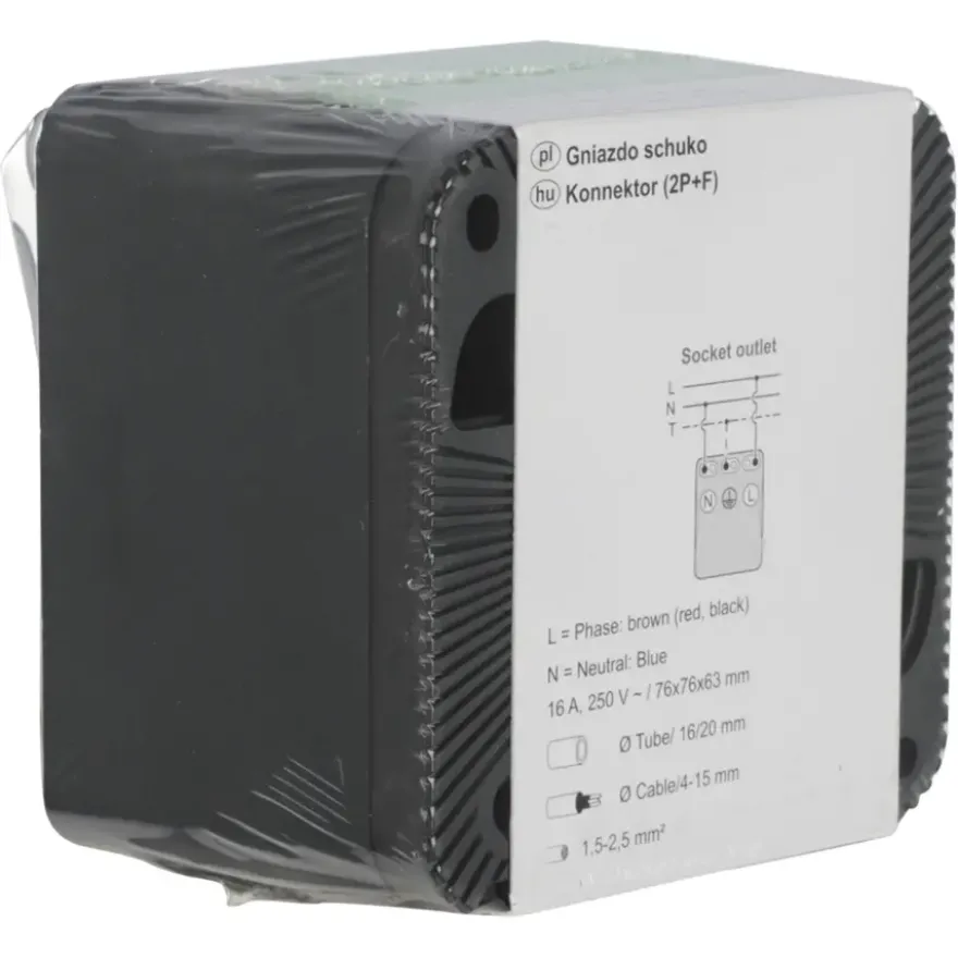 Schneider Electric Mureva Styl wandcontactdoos 1-voudig IP55 antraciet