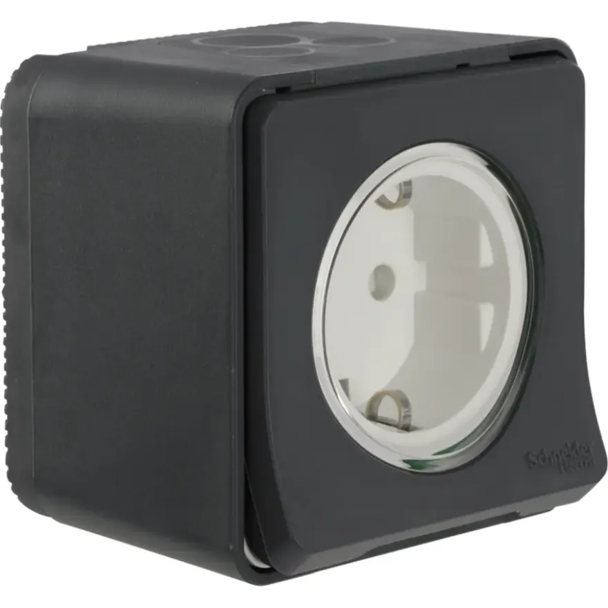 Schneider Electric Mureva Styl wandcontactdoos 1-voudig IP55 antraciet