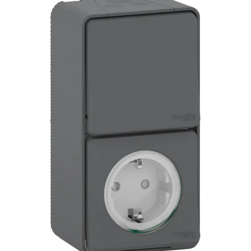 Schneider Electric Mureva Styl combinatie wandcontactdoos/wisselschakelaar IP55 antraciet