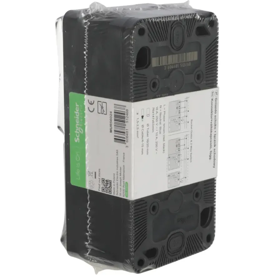 Schneider Electric Mureva Styl combinatie wandcontactdoos/wisselschakelaar IP55 antraciet