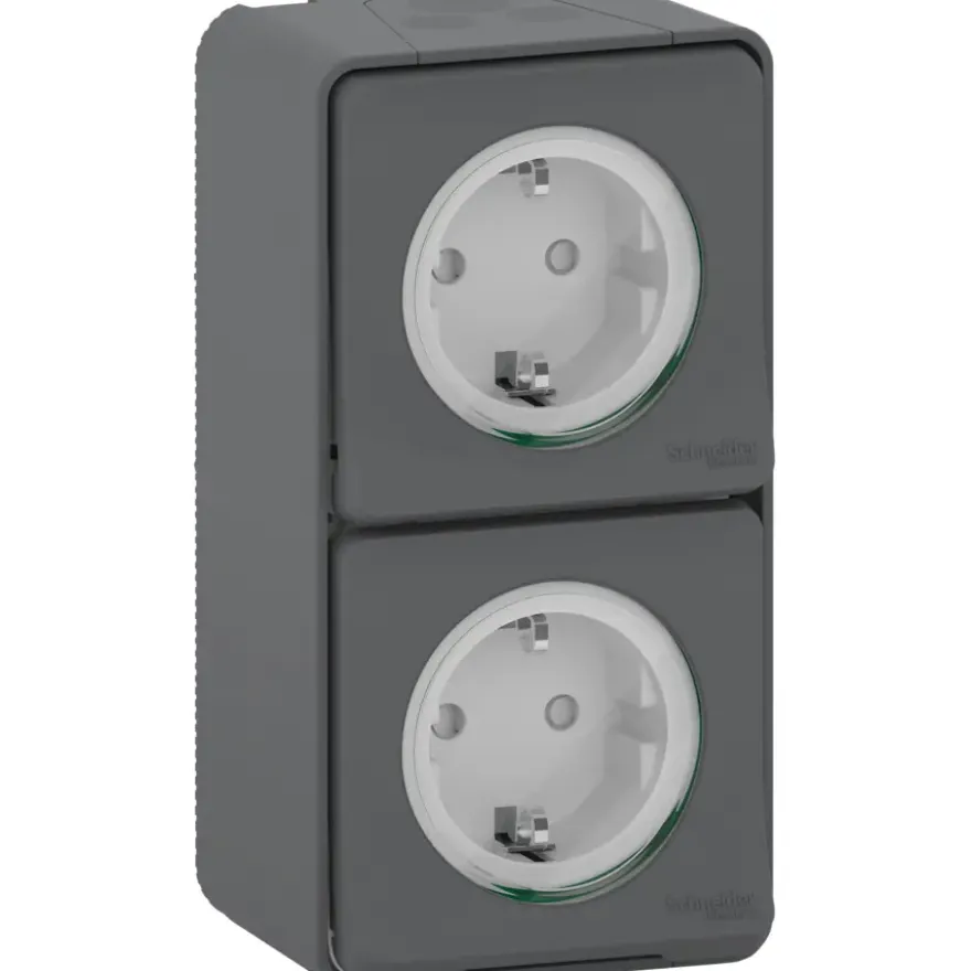 Schneider Electric Mureva Styl wandcontactdoos 2-voudig verticaal IP55 antraciet