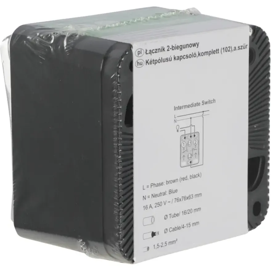 Schneider Electric Mureva Styl wisselschakelaar 2-polig IP55 antraciet
