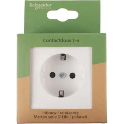 Schneider Merten D-Life Inbouw Stopcontact Enkel Geaard Wit