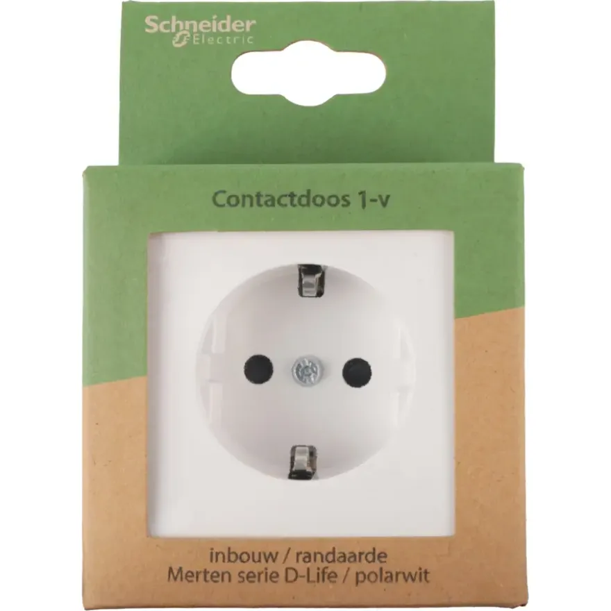 Schneider Merten D-Life Inbouw Stopcontact Enkel Geaard Wit