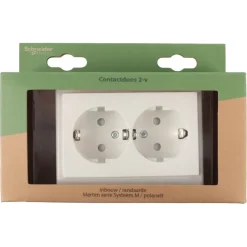 Schneider Merten System-M Dubbel Geaard Stopcontact Polarwit