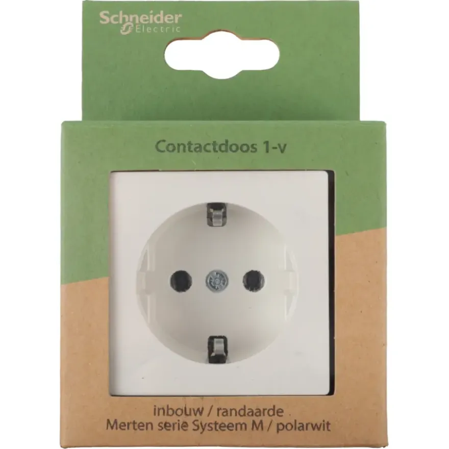 Schneider Merten System-M Enkel Geaard Stopcontact Polarwit