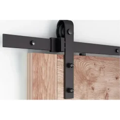 Schuifdeursysteem industrieel mat zwart complete set met hangrollen