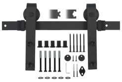 Schuifdeursysteem industrieel mat zwart complete set met hangrollen