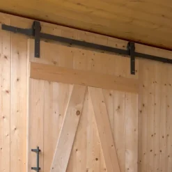 Schuifdeursysteem industrieel mat zwart complete set met hangrollen