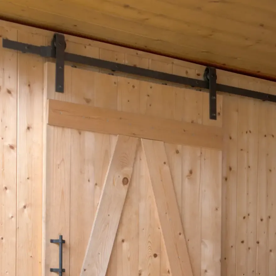 Schuifdeursysteem industrieel mat zwart complete set met hangrollen
