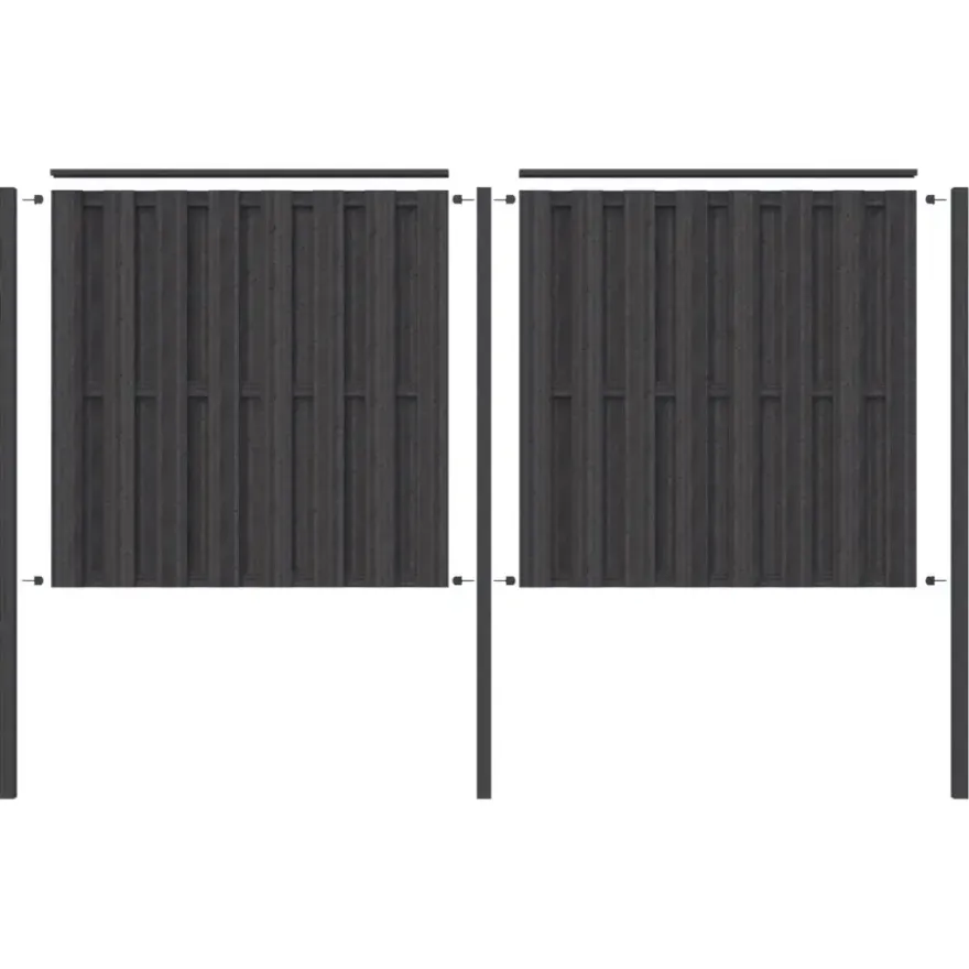 Schutting startpakket Royal grenen hout antraciet 3,8 m lang