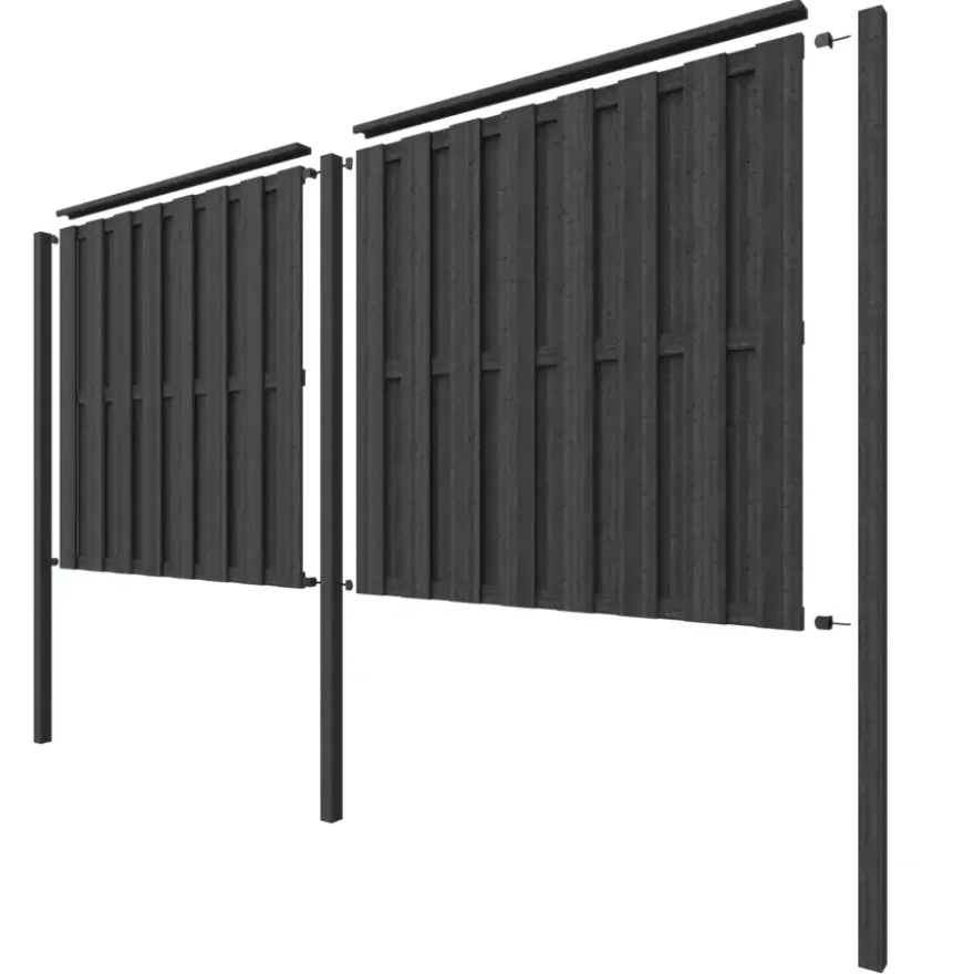 Schutting startpakket Royal grenen hout antraciet 3,8 m lang