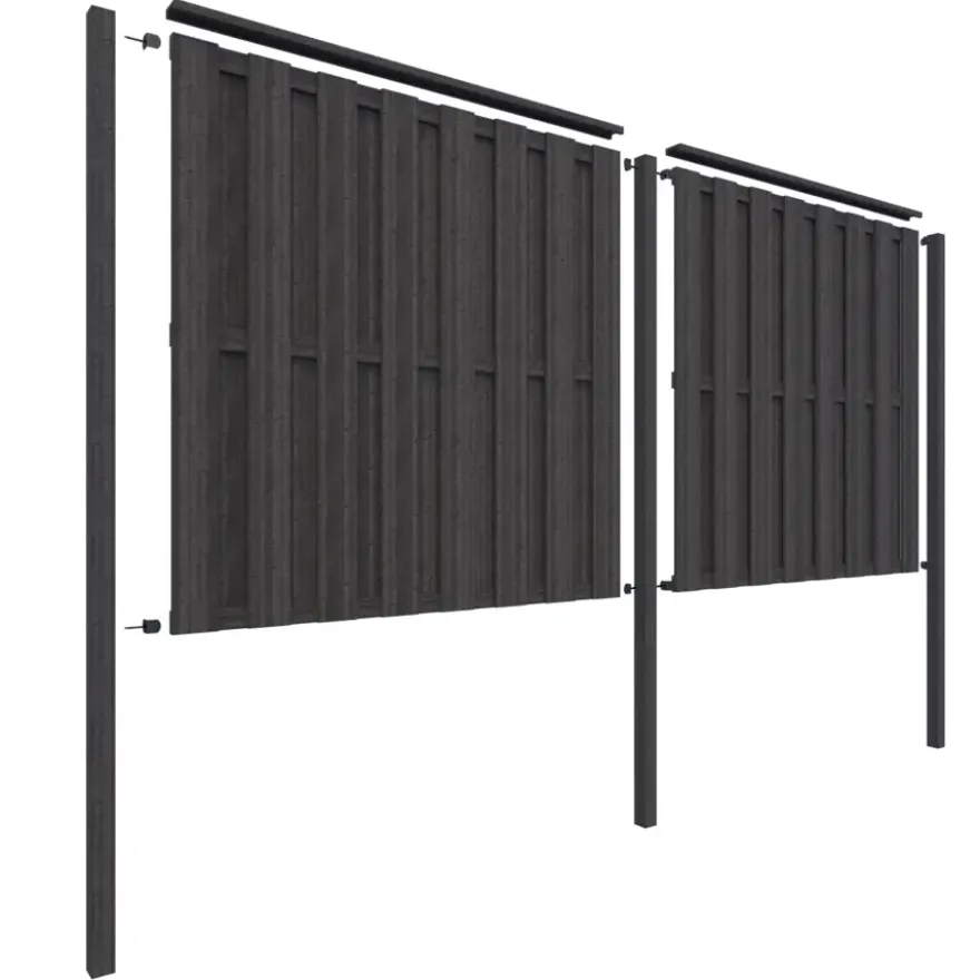 Schutting startpakket Royal grenen hout antraciet 3,8 m lang