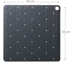 Sealskin antislip douchemat Ribb 55x55 cm antraciet (inclusief zwarte haak)