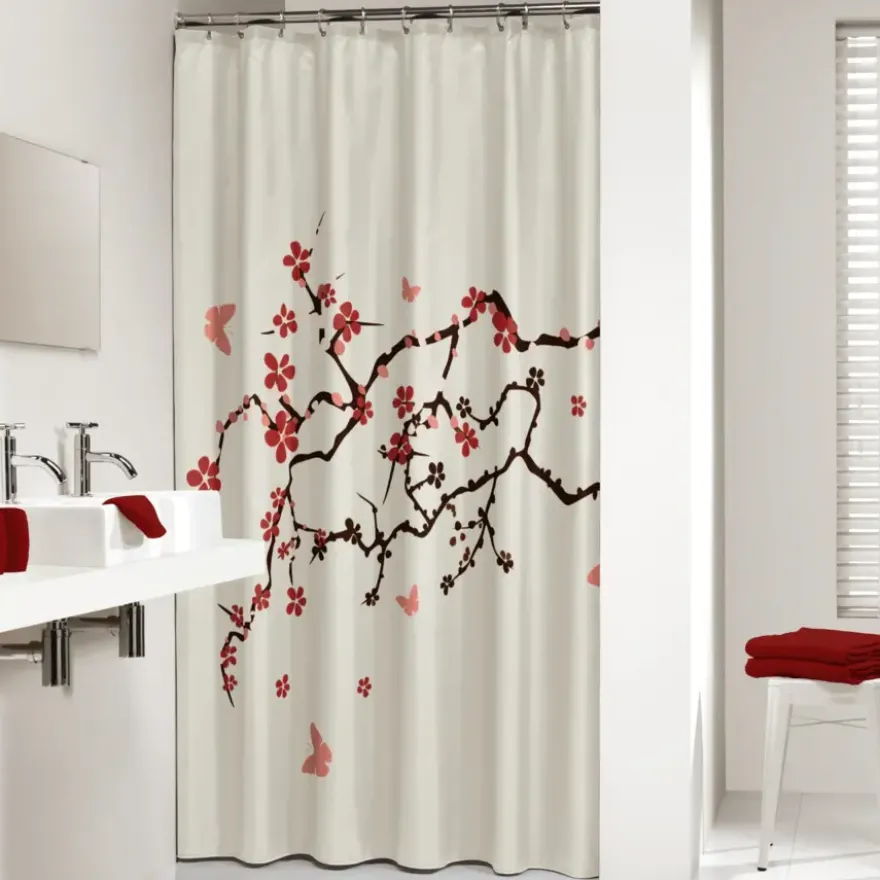 Sealskin Blossom douchegordijn rood 180 x 200 cm