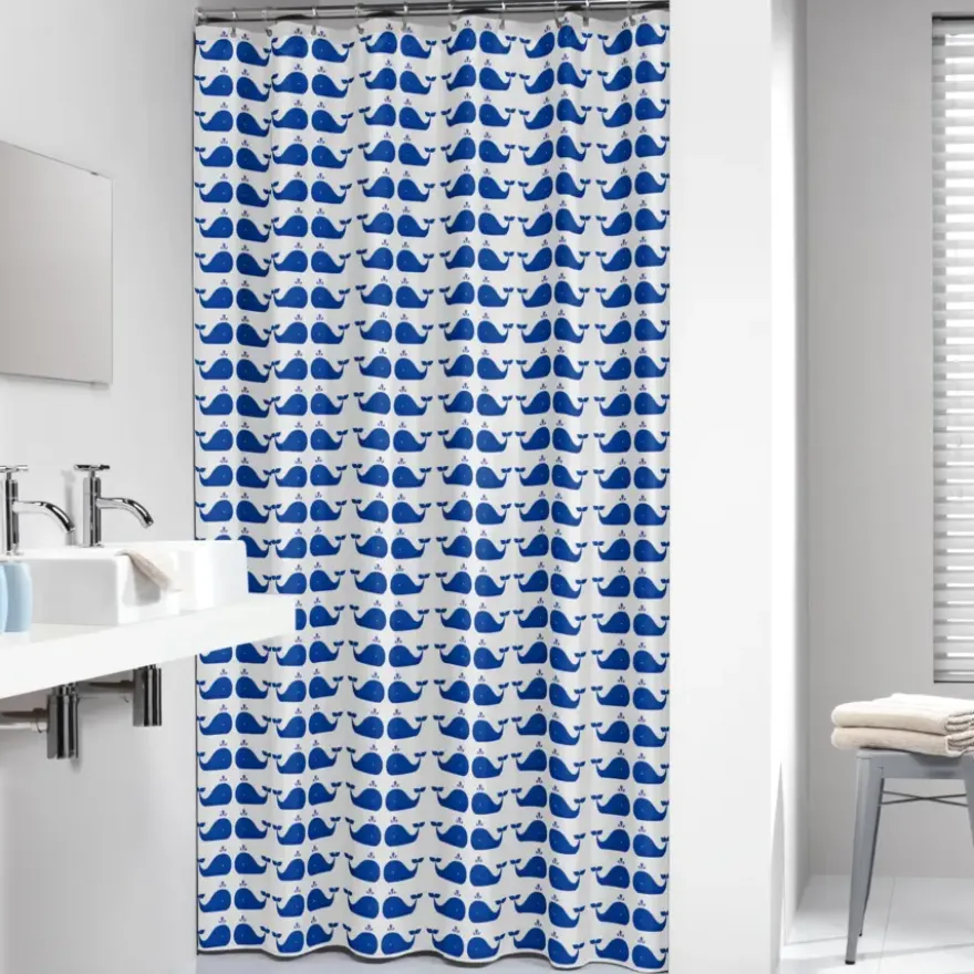 Sealskin douchegordijn whale 180x200cm blauw